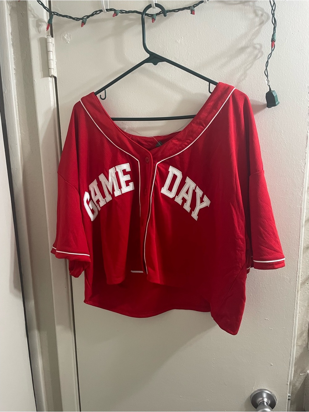 NWT Wild Fable Target Game Day Red Cropped Baseball Jersey Button Down Shirt XXL